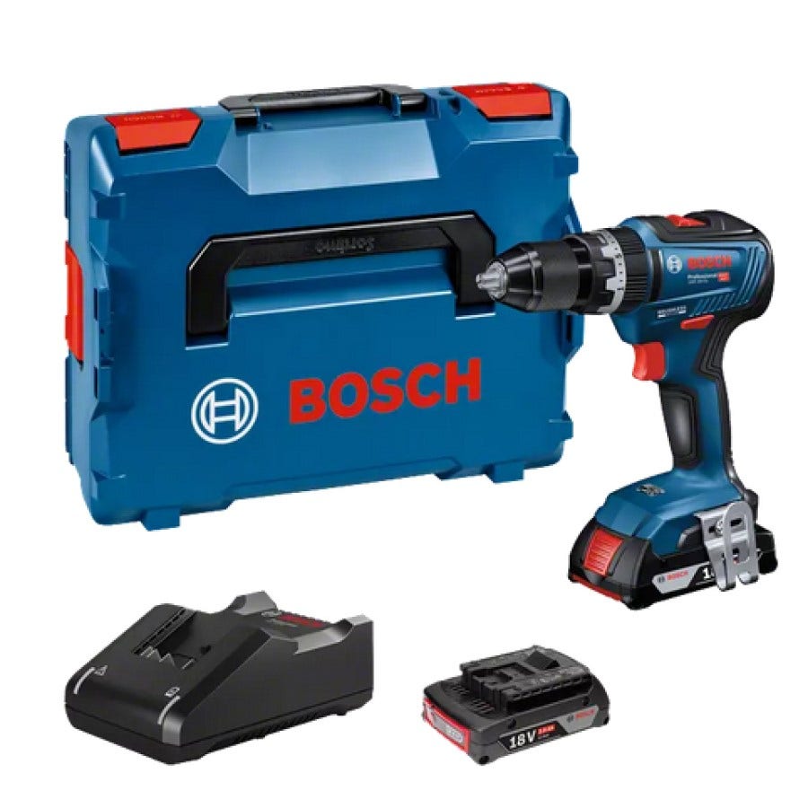 Bosch Cordless Drill/Driver GSB 18V-55 Professional With 2x2.0Ah Li-Ion Battery Quick Charger Image