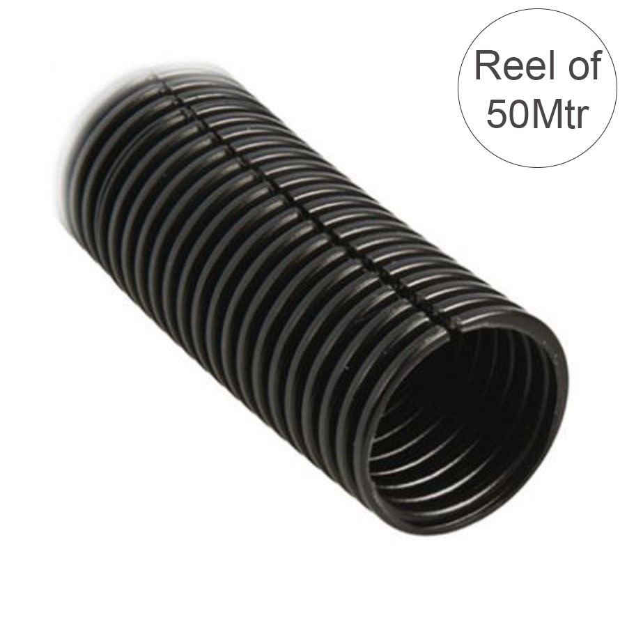 Conduit Split Corrugated LSZH Black (L)50Mtr (Dia)25mm R50
