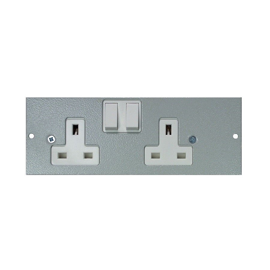 Tass Floor Box Socket Plate Double Gang Left Handed Switched (For 4 Way) Grey (H)68mm x (L)185mm