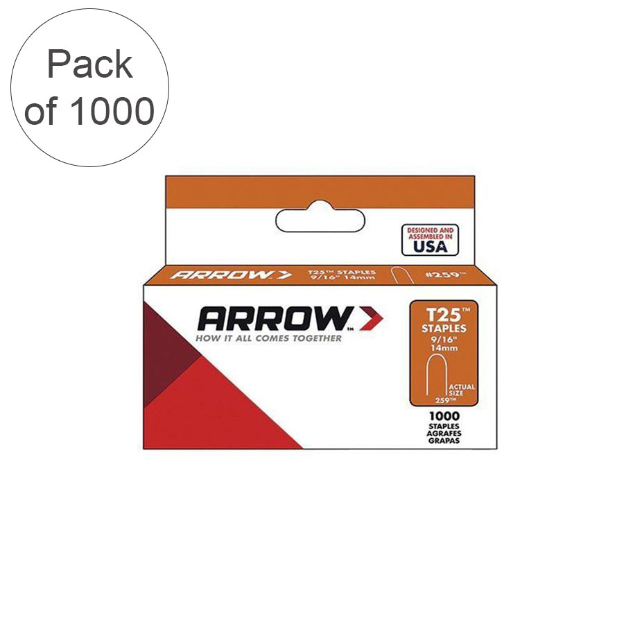 Arrow Galvanised Staples T25 Silver (H)14mm (Dia)up to 6.4mm P1000