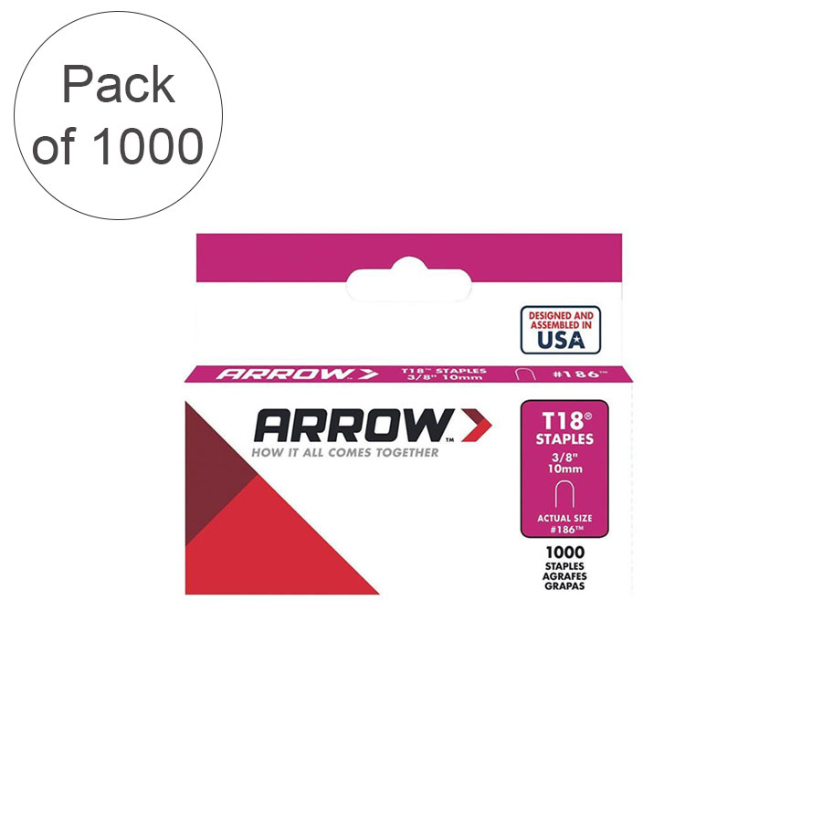 Arrow Galvanised Staples T18 Silver (H)10mm (Dia)up to 4.8mm P1000