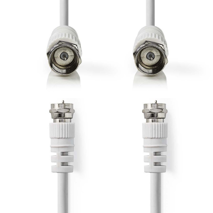 F-Type Lead 75 Ohm Nickel Plated White (L)10Mtr