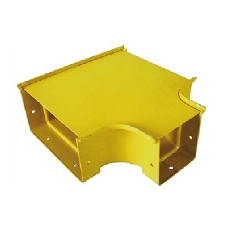 Gigaduct Fibre Ducting Horizontal Tee Reducer 200mm to 100mm Plastic LSZH Comes With Lid Yellow