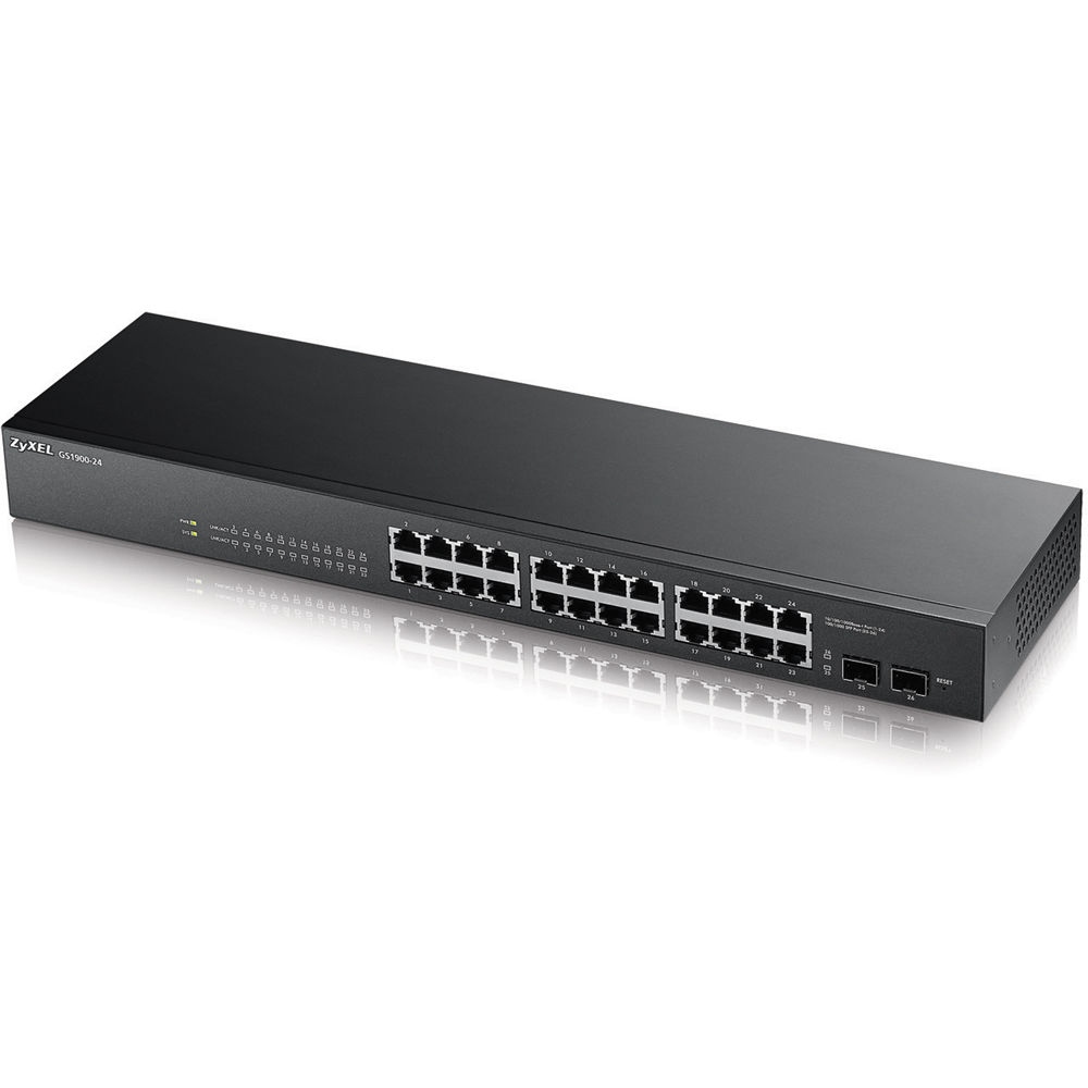 ZyXEL Gigabit Ethernet Switch Rackmount Layer 2 10/100/1000Mbps 24 Port 2x SFP GS1900-24-GB0102F