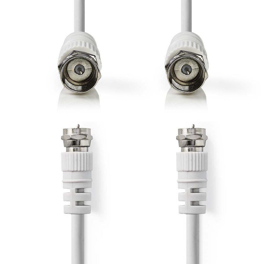F-Type Lead 75 Ohm Nickel Plated White (L)2Mtr