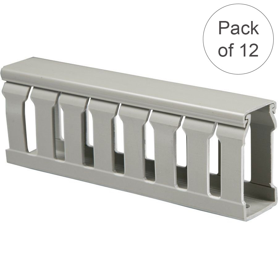 Betaduct Trunking Slotted Open Slots c/w Lid PVC Grey (H)37.5mm (W)25mm (L)2MTR P12