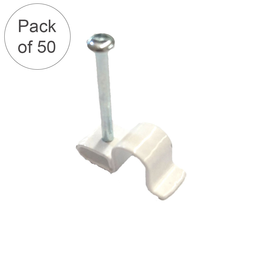 HellermannTyton Coated Steel Cable Clip 4.5mm Round Twin SSNC4.5TWIN.MW2P White P50
