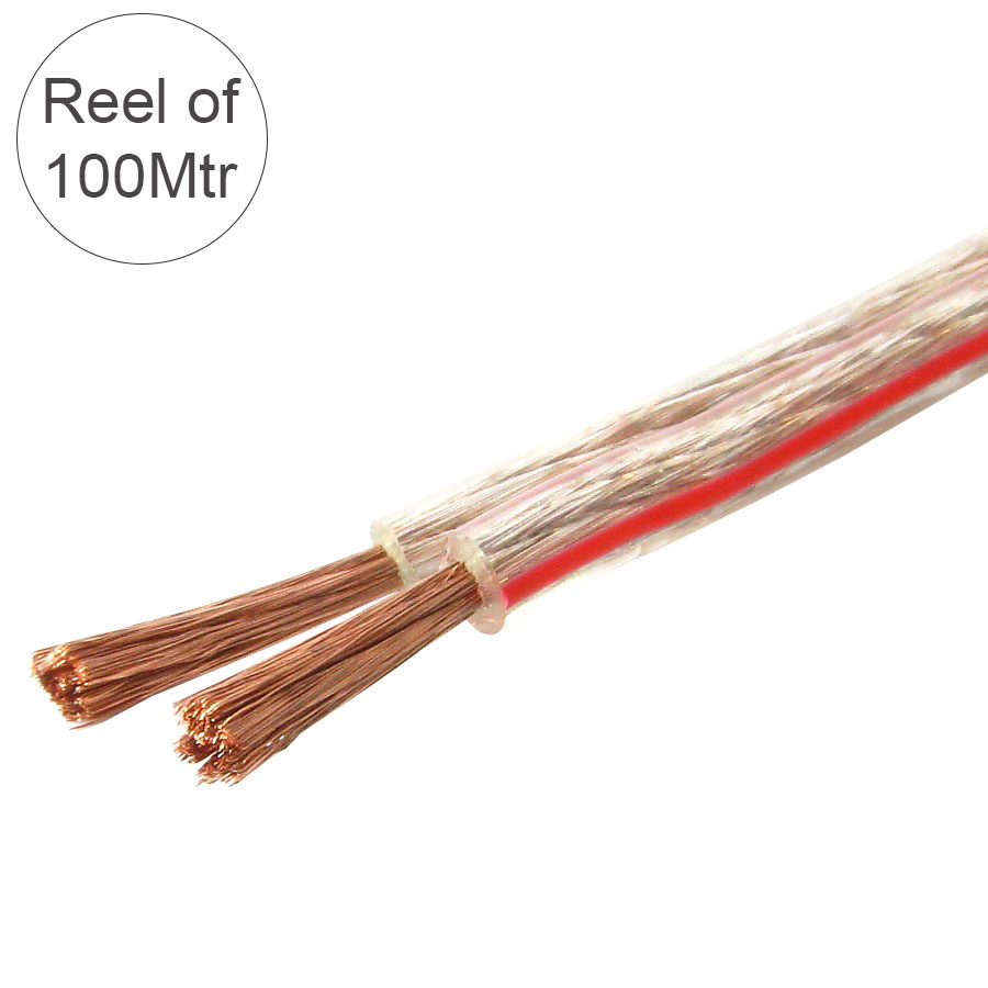 OFC Speaker Cable 2x 2.50mm Clear/Red (L)100Mtr (Dia)2 x 2.50mm2 R100
