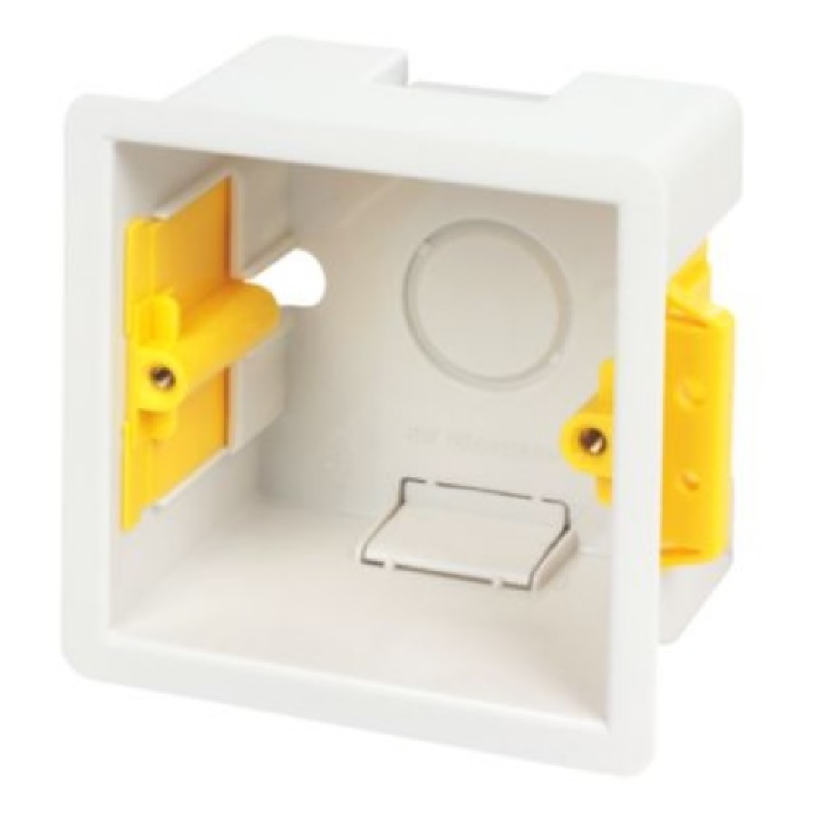 Appleby Cavity Wall Box (with adjustable lugs) Single Gang White (D)47mm
