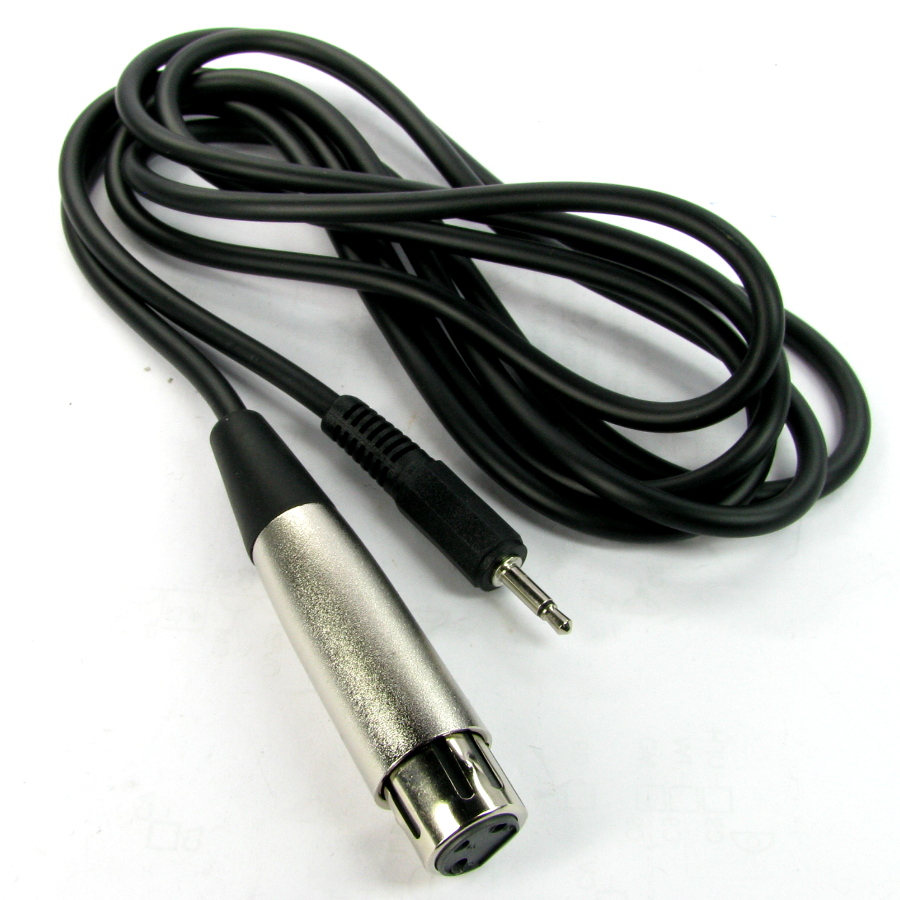 XLR Audio Lead 3 Pin XLR to 3.5mm Jack Female-Male Black (L)1Mtr