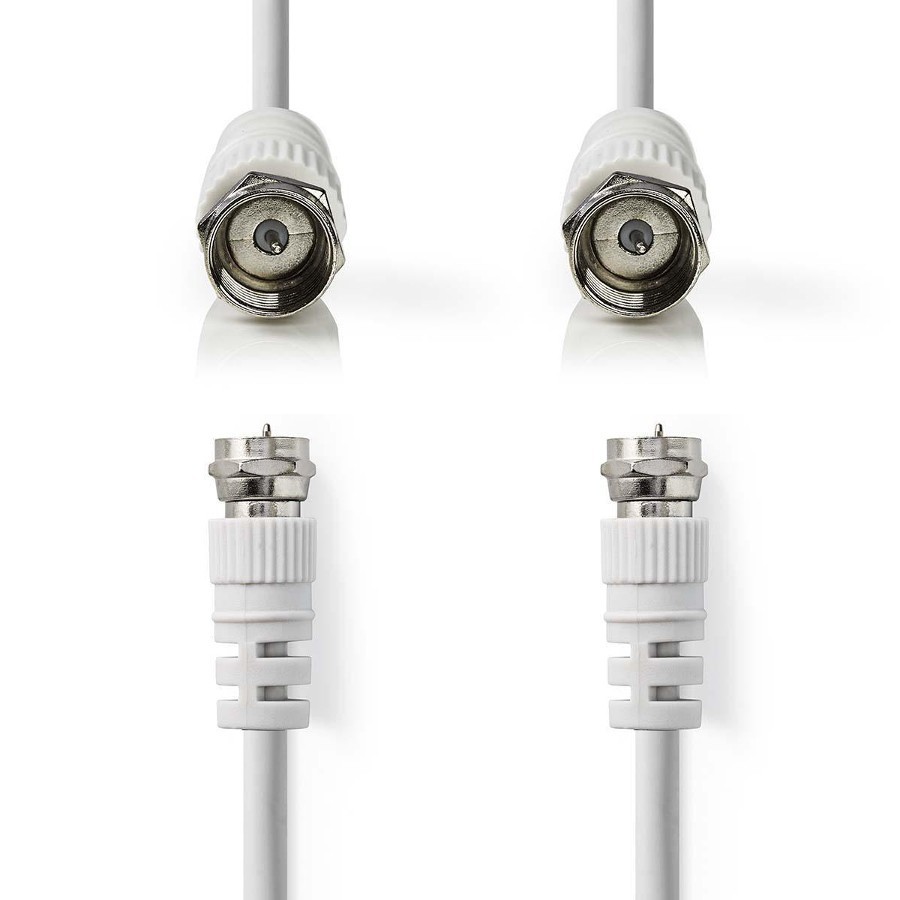 F-Type Lead 75 Ohm Nickel Plated White (L)3Mtr
