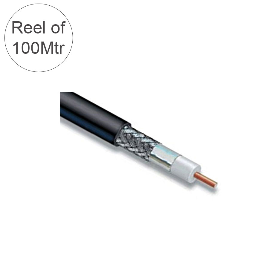 Coax Cable RG6 1 Core PVC 75Ohm Black (L)100Mtr R100