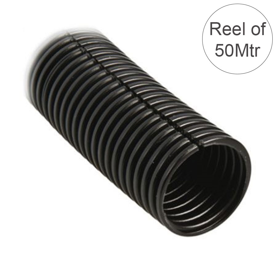 Conduit Split Corrugated LSZH Black (L)50Mtr (Dia)10mm R50